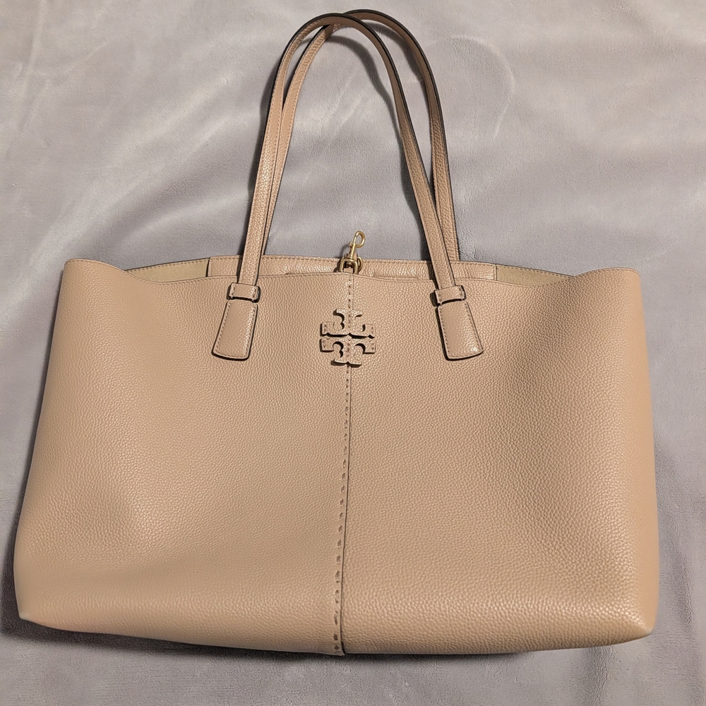 Tory Burch McGraw Leather Tote Bag Devon Sand